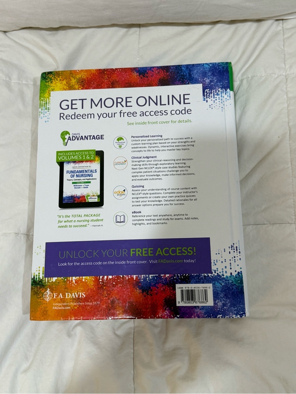 F.A. Davis Fundamentals of Nursing Volume 1 - White with Rainbow Accent - Picture 2 of 2